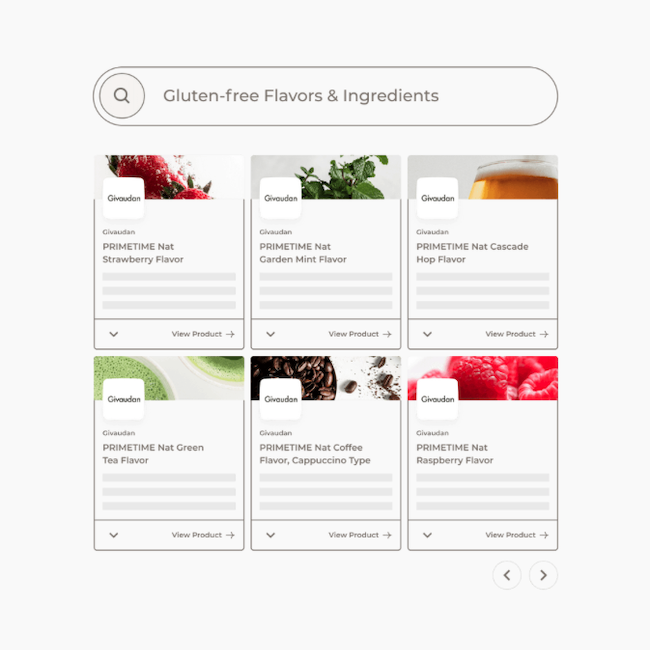 Gluten-free flavors & ingredients search with Givaudan product results