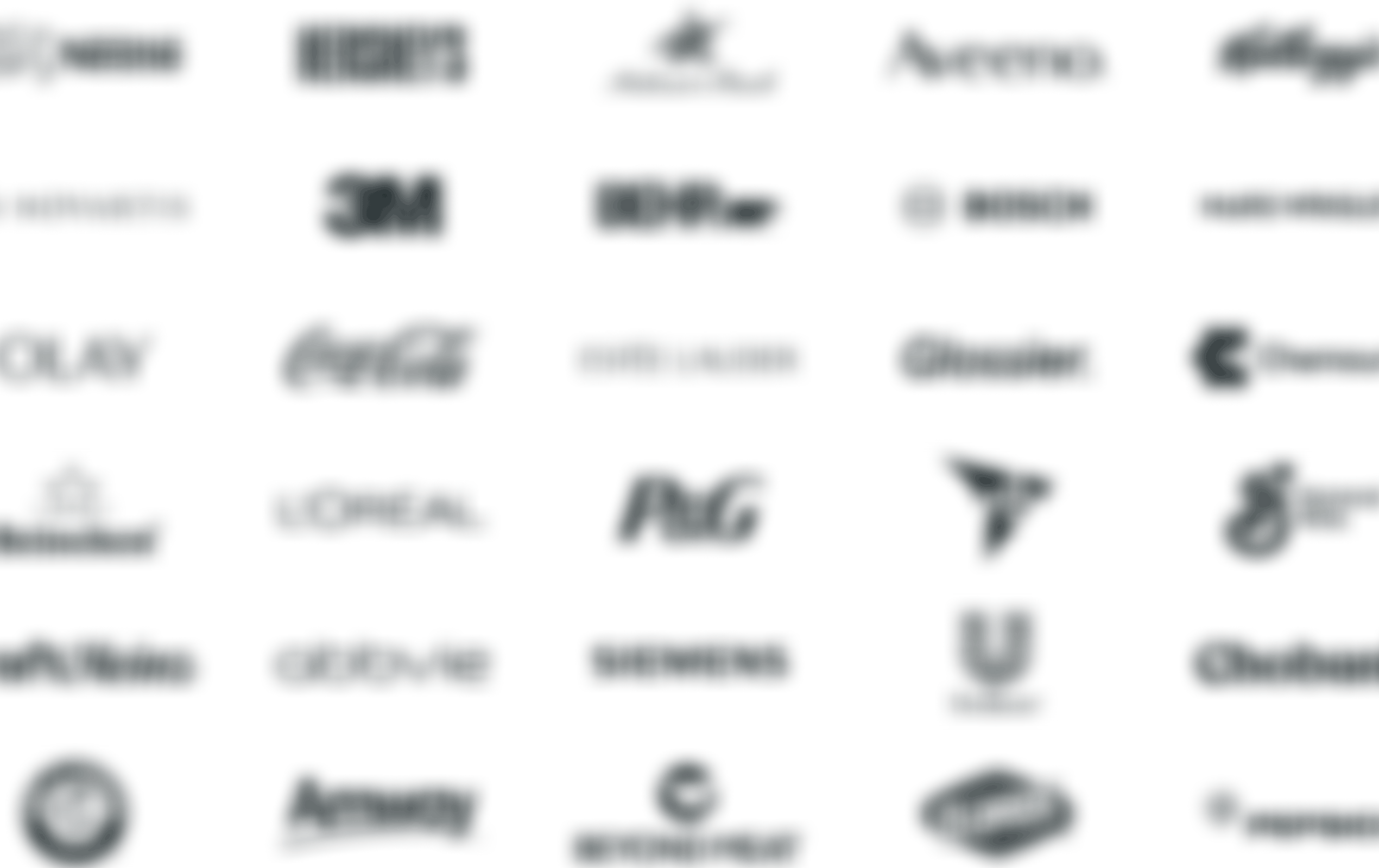 GIF of big buyer brands, including 3M, Glossier, Siemens, Clorox, and Kellogg's