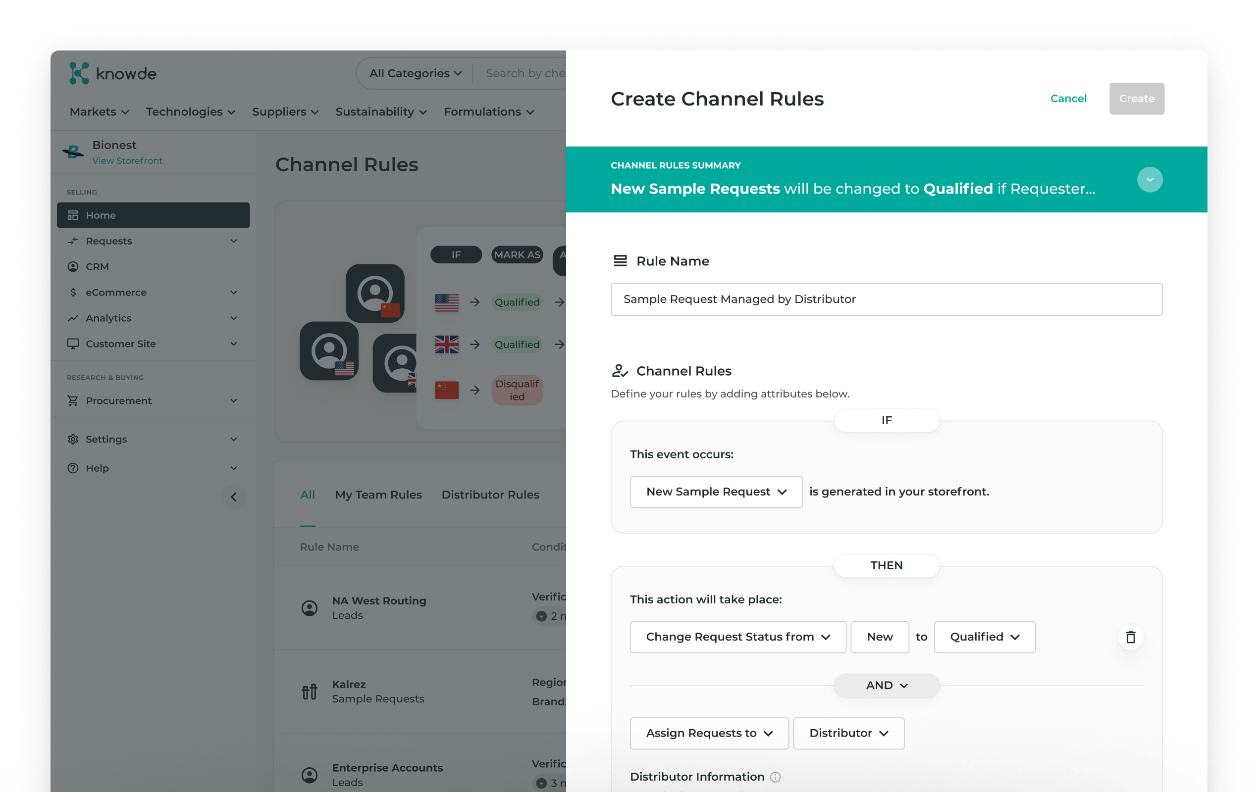 Configure your Channel Rules to automate your request and lead qualification process, eliminating manual work for your team and converting leads into sales faster